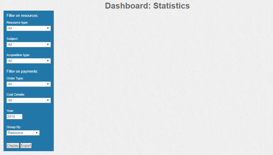 Screenshot of Dashboards Statistics