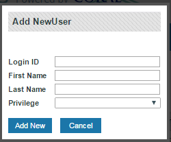 Screen shot for adding new user