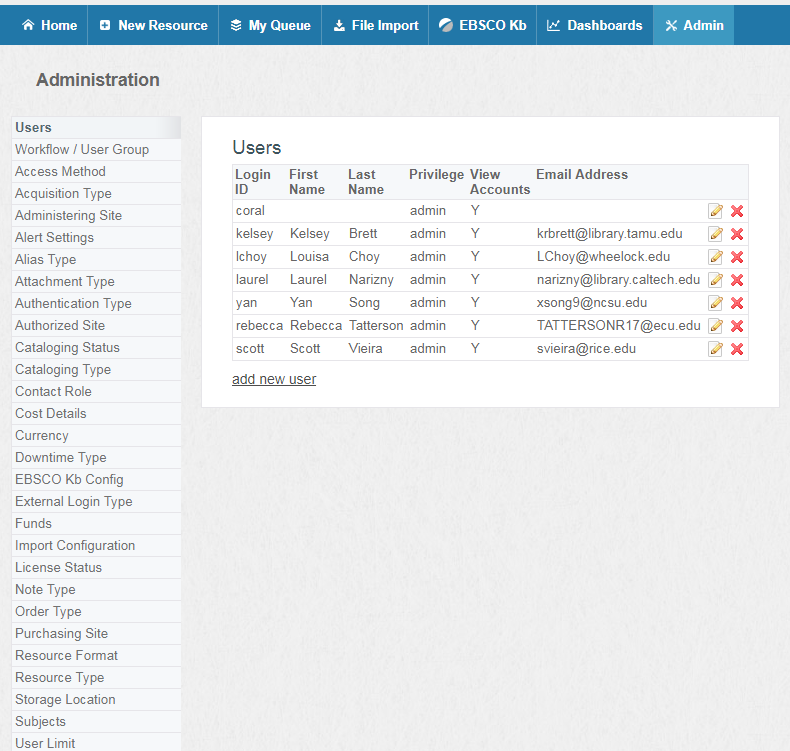 Screenshot of Admin