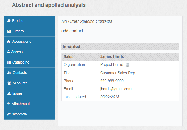 Screenshot of Contacts