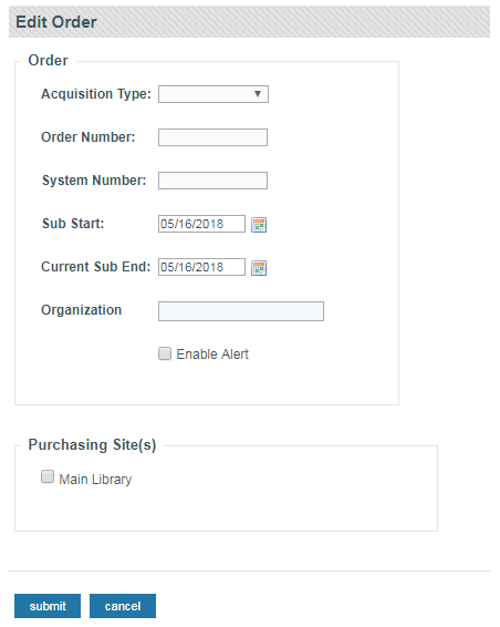 Screenshot of Edit Orders