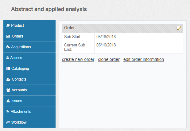 Screenshot of Orders