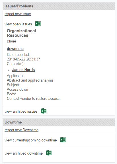 Screenshot of View Open Issues