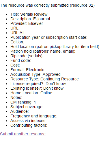 Screenshot of API Client Form Submit Report