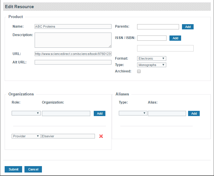 Screenshot of Edit Resource