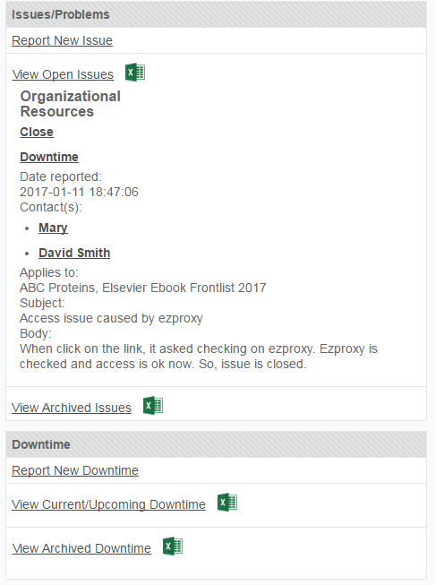 Screenshot of View Open Issues